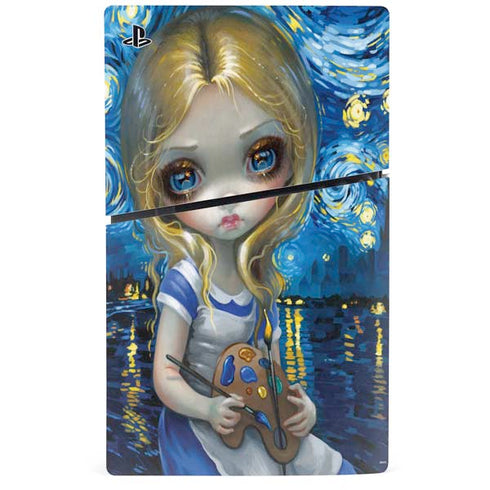 Artist Alice in Van Gogh Starry Night by Jasmine Becket-Griffith PS5 Slim Digital Edition Bundle Skin