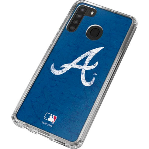 MLB Atlanta Braves - Solid Distressed Galaxy A21 Clear Case