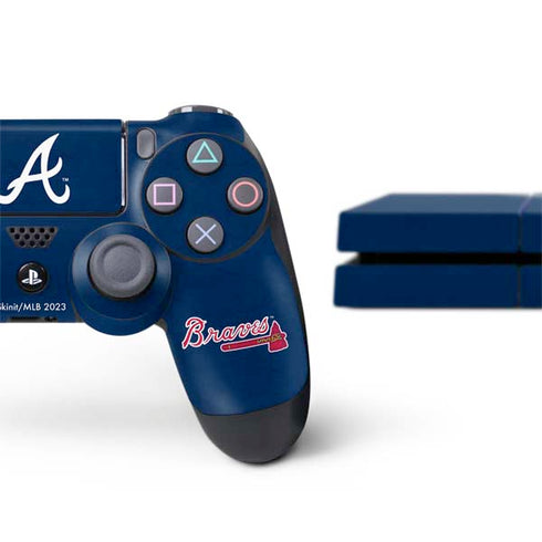 MLB Atlanta Braves - Solid Distressed PS4 Console and Controller Bundle Skin
