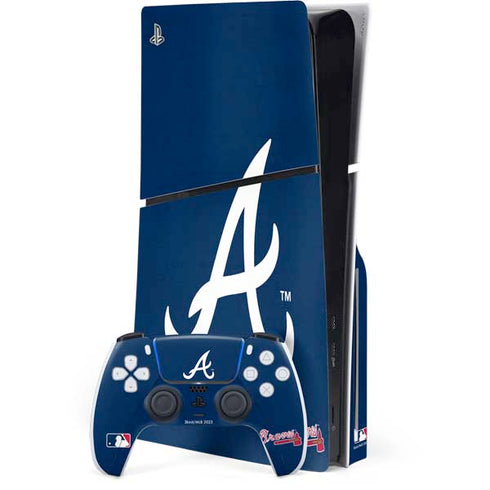 MLB Atlanta Braves - Solid Distressed PS5 Slim Disk Bundle Skin