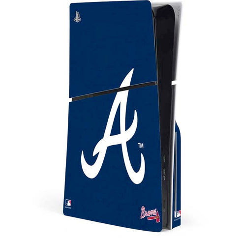 MLB Atlanta Braves - Solid Distressed PS5 Slim Disk Console Skin