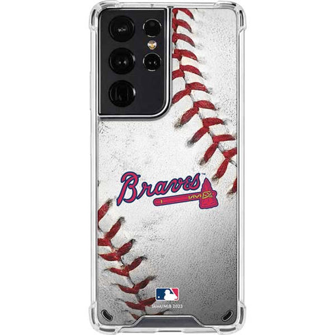 MLB Atlanta Braves Game Ball Galaxy S21 Ultra 5G Clear Case