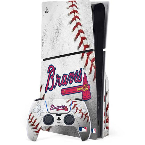 MLB Atlanta Braves Game Ball PS5 Slim Disk Bundle Skin
