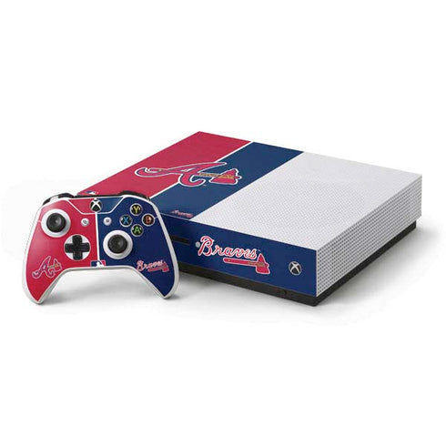 MLB Atlanta Braves Split Xbox One S Console and Controller Bundle Skin