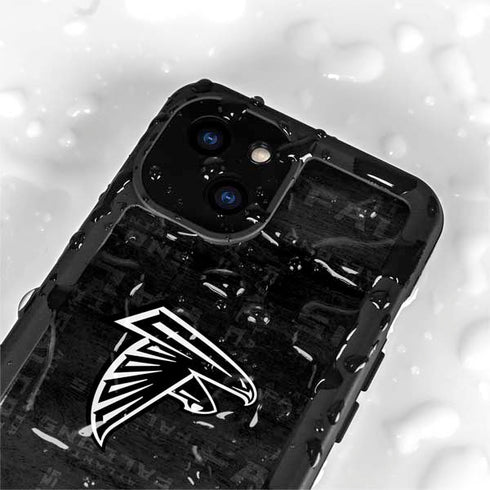 NFL Atlanta Falcons Black & White iPhone 15 Plus Waterproof Case