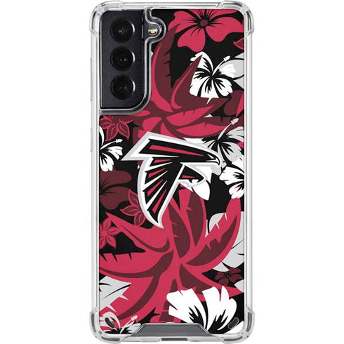 NFL Atlanta Falcons Tropical Print Galaxy S21 5G Clear Case