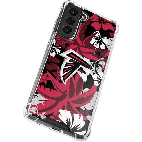 NFL Atlanta Falcons Tropical Print Galaxy S21 FE Clear Case