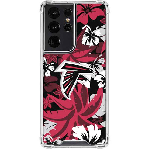 NFL Atlanta Falcons Tropical Print Galaxy S21 Ultra 5G Clear Case