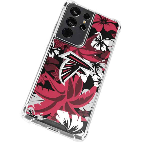 NFL Atlanta Falcons Tropical Print Galaxy S21 Ultra 5G Clear Case