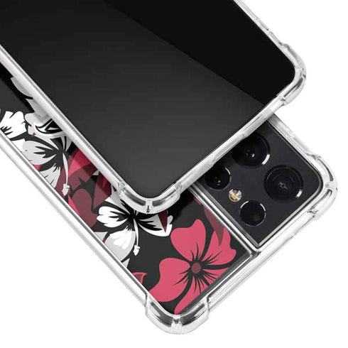 NFL Atlanta Falcons Tropical Print Galaxy S21 Ultra 5G Clear Case