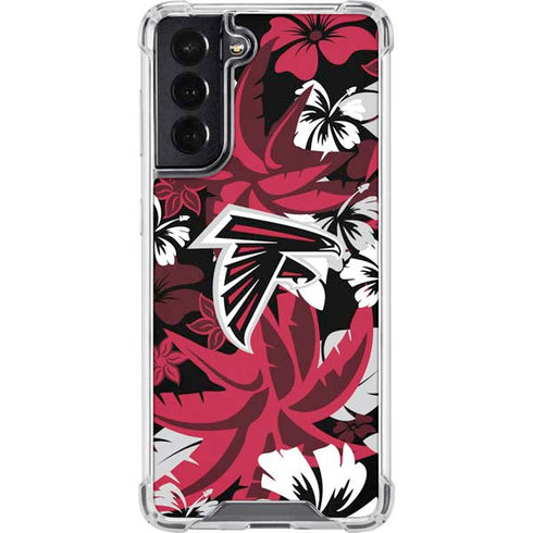 NFL Atlanta Falcons Tropical Print Galaxy S22 Clear Case