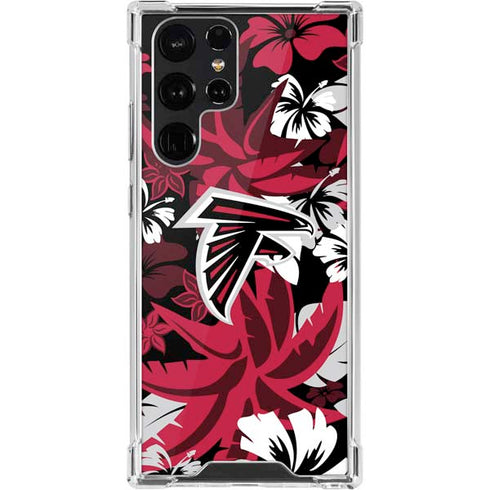 NFL Atlanta Falcons Tropical Print Galaxy S22 Ultra Clear Case
