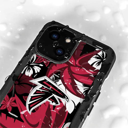 NFL Atlanta Falcons Tropical Print iPhone 15 Plus Waterproof Case
