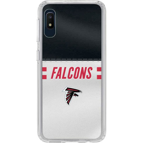 NFL Atlanta Falcons White Striped Galaxy A10e Clear Case