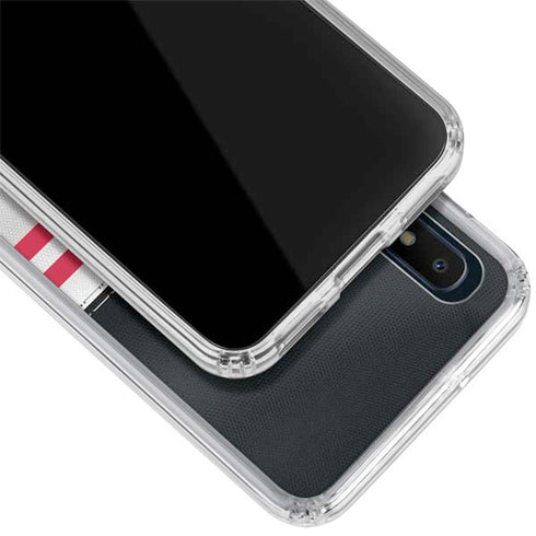 NFL Atlanta Falcons White Striped Galaxy A10e Clear Case
