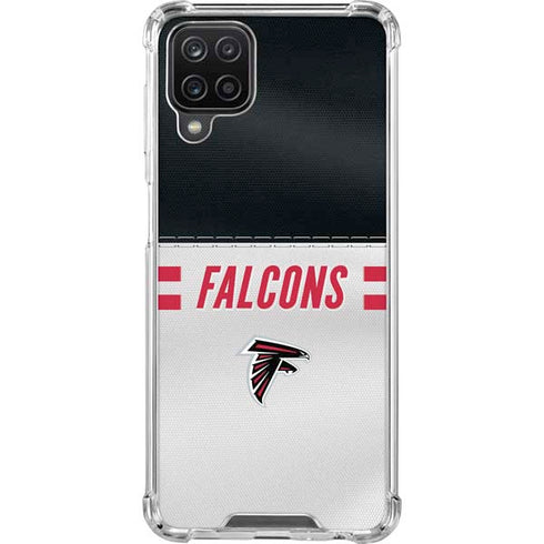 NFL Atlanta Falcons White Striped Galaxy A12 Clear Case
