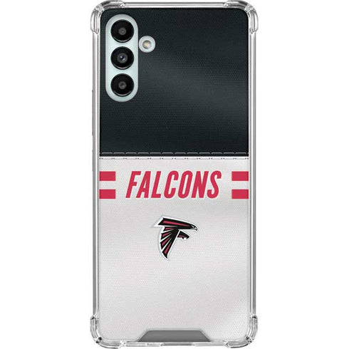 NFL Atlanta Falcons White Striped Galaxy A13 5G Clear Case