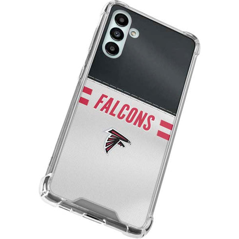 NFL Atlanta Falcons White Striped Galaxy A13 5G Clear Case