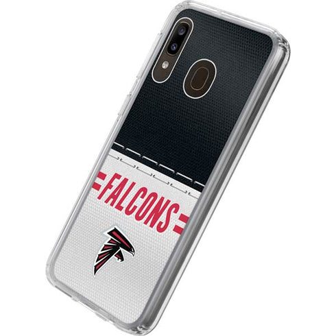 NFL Atlanta Falcons White Striped Galaxy A20 Clear Case
