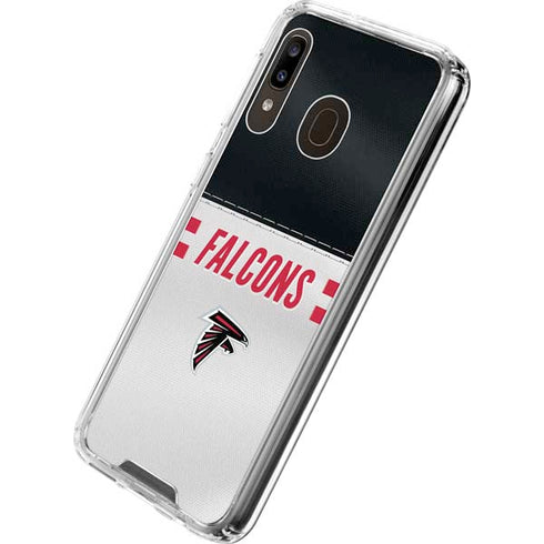 NFL Atlanta Falcons White Striped Galaxy A30 Clear Case