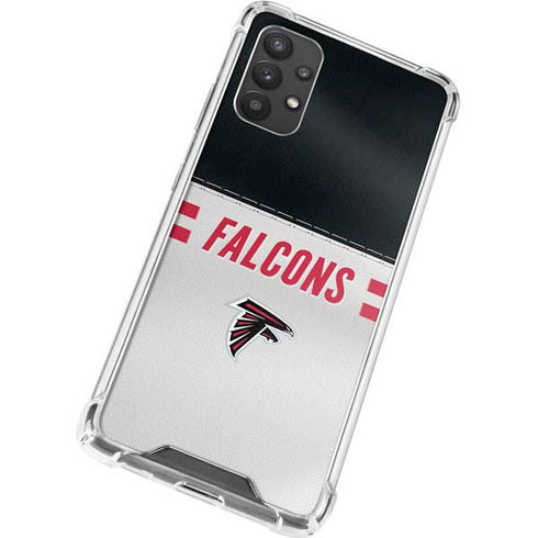 NFL Atlanta Falcons White Striped Galaxy A32 5G Clear Case