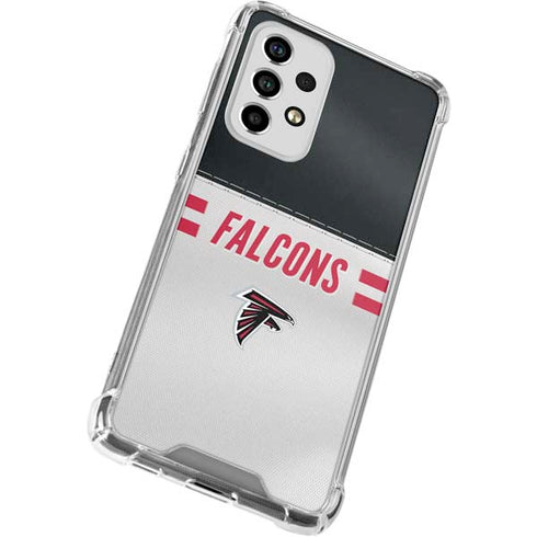NFL Atlanta Falcons White Striped Galaxy A33 5G Clear Case