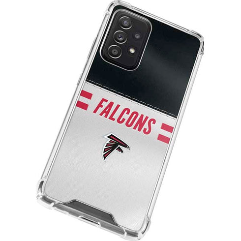 NFL Atlanta Falcons White Striped Galaxy A72 5G Clear Case