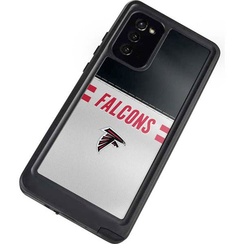 NFL Atlanta Falcons White Striped Galaxy Note20 5G Waterproof Case