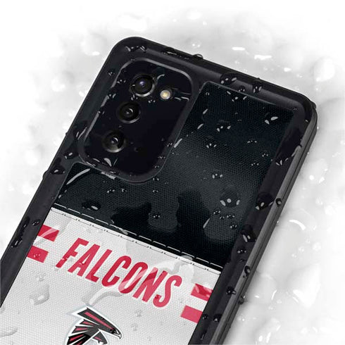 NFL Atlanta Falcons White Striped Galaxy Note20 5G Waterproof Case