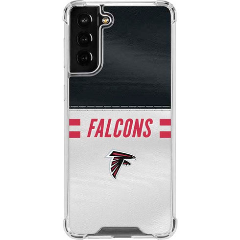 NFL Atlanta Falcons White Striped Galaxy S21 FE Clear Case