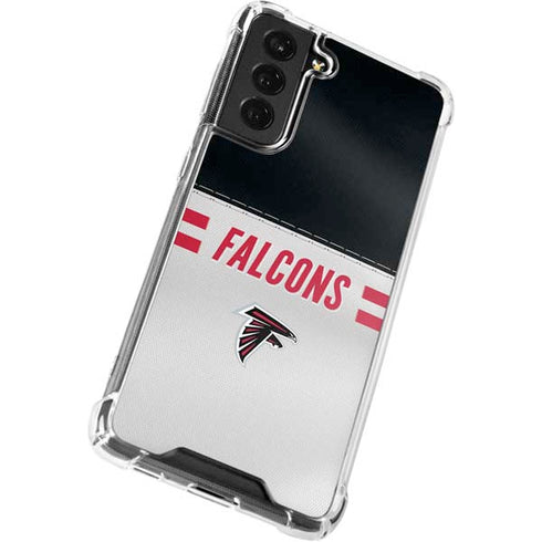 NFL Atlanta Falcons White Striped Galaxy S21 FE Clear Case