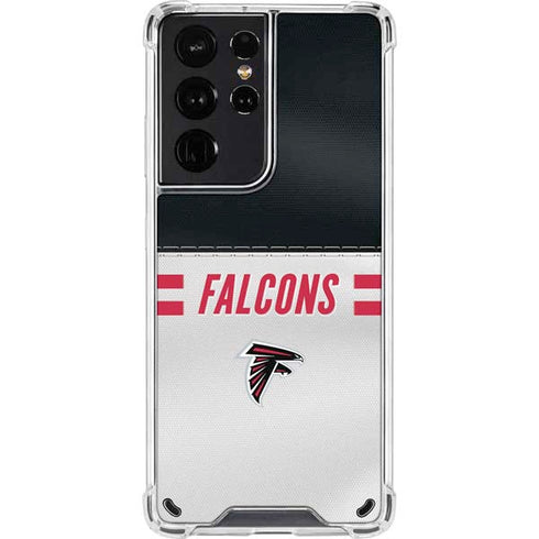 NFL Atlanta Falcons White Striped Galaxy S21 Ultra 5G Clear Case
