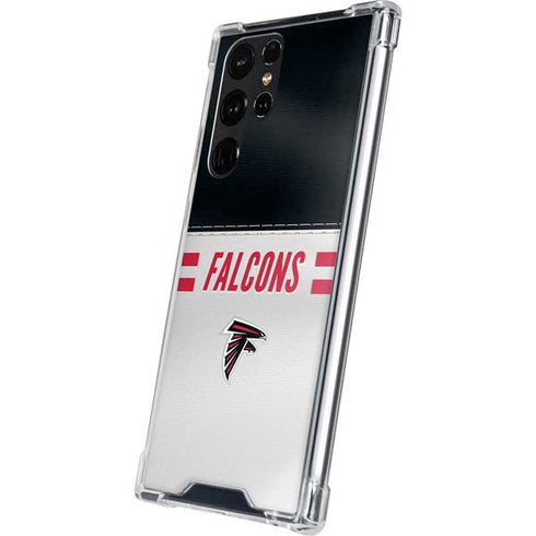 NFL Atlanta Falcons White Striped Galaxy S22 Ultra Clear Case