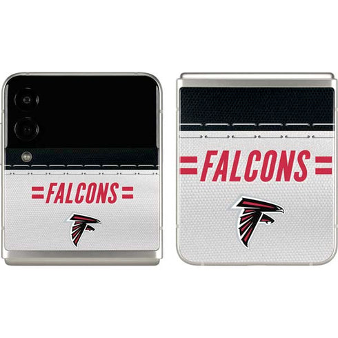 NFL Atlanta Falcons White Striped Galaxy Z Flip3 5G Skin
