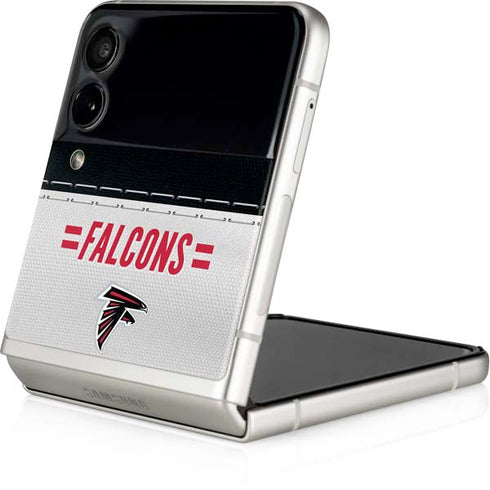 NFL Atlanta Falcons White Striped Galaxy Z Flip3 5G Skin