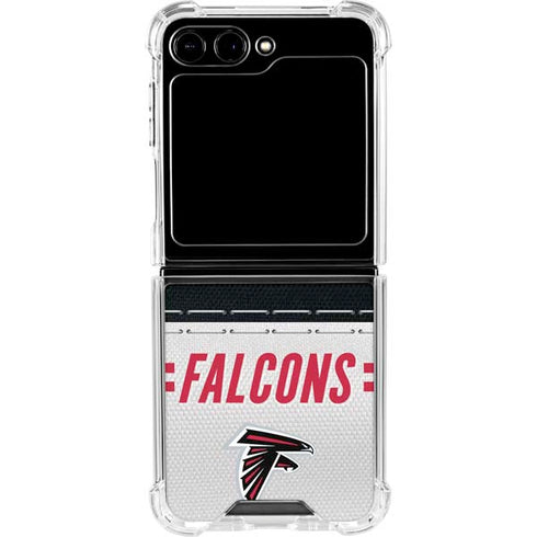 NFL Atlanta Falcons White Striped Galaxy Z Flip5 5G Clear Case
