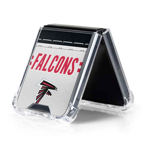 NFL Atlanta Falcons White Striped Galaxy Z Flip5 5G Clear Case