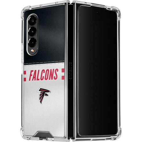 NFL Atlanta Falcons White Striped Galaxy Z Fold4 5G Clear Case