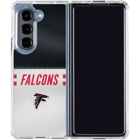 NFL Atlanta Falcons White Striped Galaxy Z Fold5 5G Clear Case