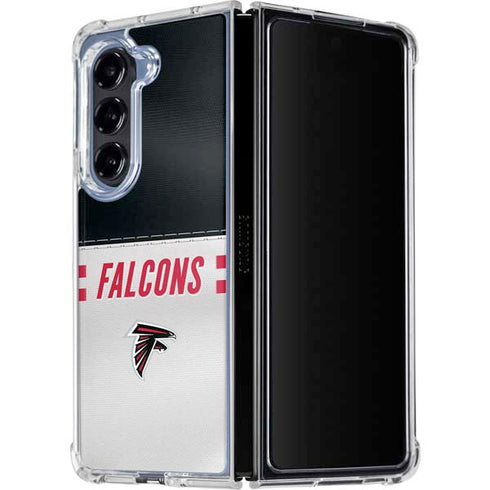 NFL Atlanta Falcons White Striped Galaxy Z Fold5 5G Clear Case