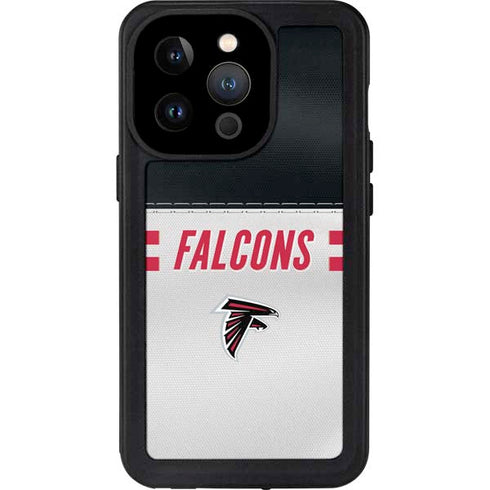 NFL Atlanta Falcons White Striped iPhone 14 Pro Waterproof Case