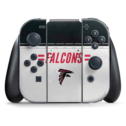 NFL Atlanta Falcons White Striped Nintendo Switch (2017-2021) Joy-Con Controller Skin