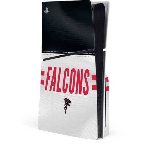 NFL Atlanta Falcons White Striped PS5 Slim Disk Console Skin