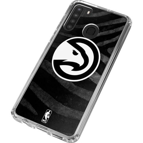 NBA Atlanta Hawks Black Animal Print Galaxy A21 Clear Case