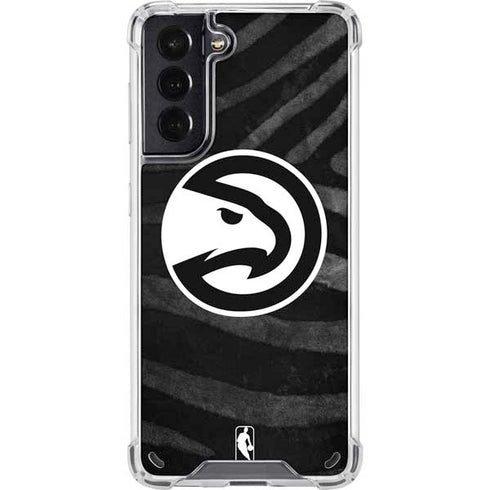 NBA Atlanta Hawks Black Animal Print Galaxy S21 5G Clear Case