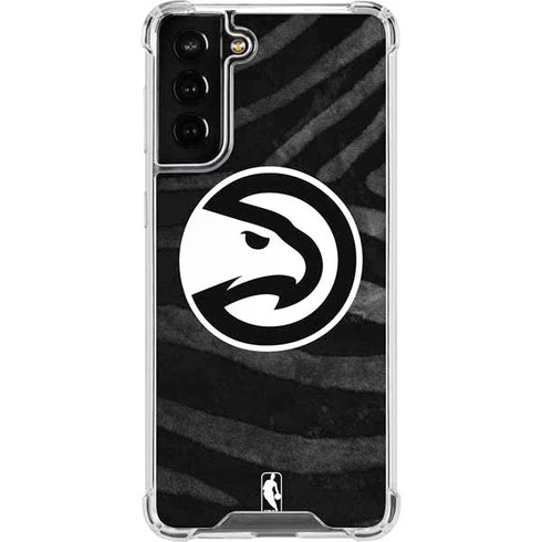 NBA Atlanta Hawks Black Animal Print Galaxy S21 FE Clear Case