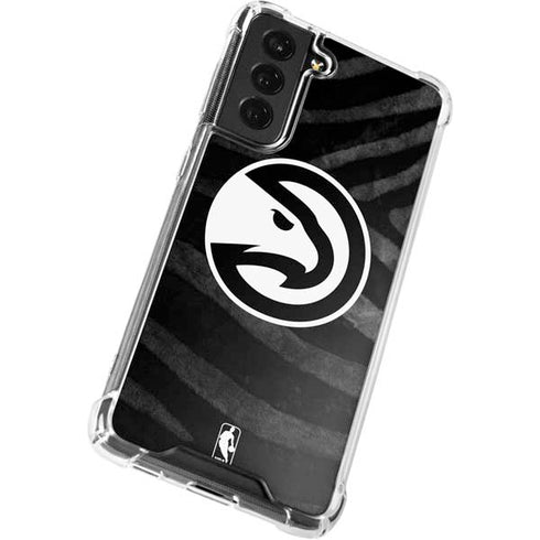 NBA Atlanta Hawks Black Animal Print Galaxy S21 FE Clear Case