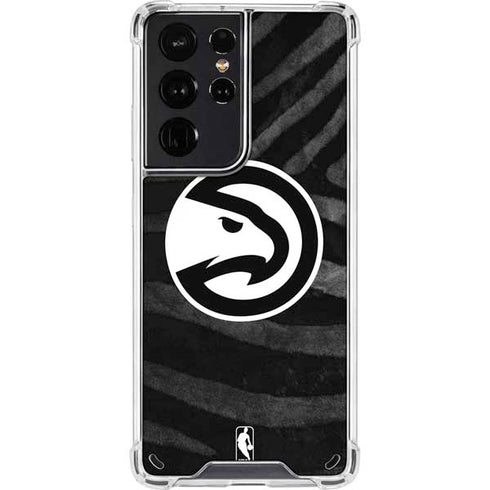 NBA Atlanta Hawks Black Animal Print Galaxy S21 Ultra 5G Clear Case