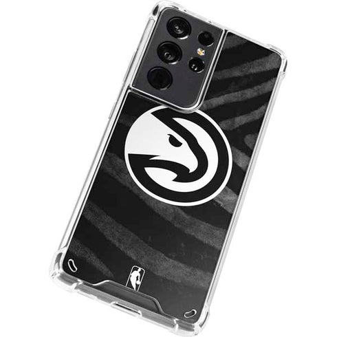 NBA Atlanta Hawks Black Animal Print Galaxy S21 Ultra 5G Clear Case