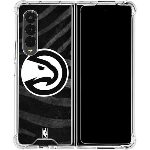 NBA Atlanta Hawks Black Animal Print Galaxy Z Fold4 5G Clear Case